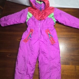 Vintage New Moves Sport Ski Snowsuit Neon (Youth Small 7-8)